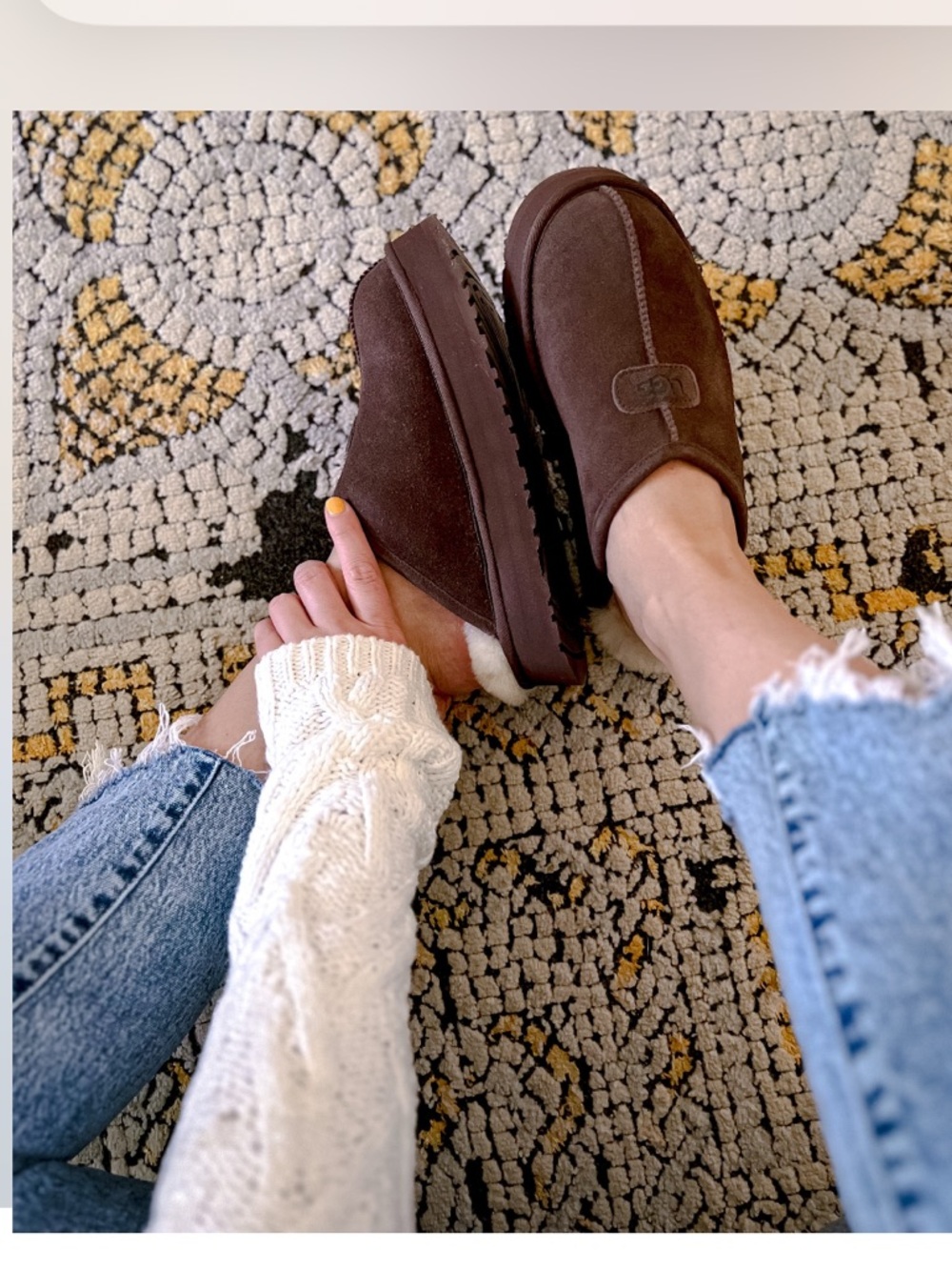 UGG  Discoquette Slide Slipper Brown Suede Shearling size women 10 NEW /no box